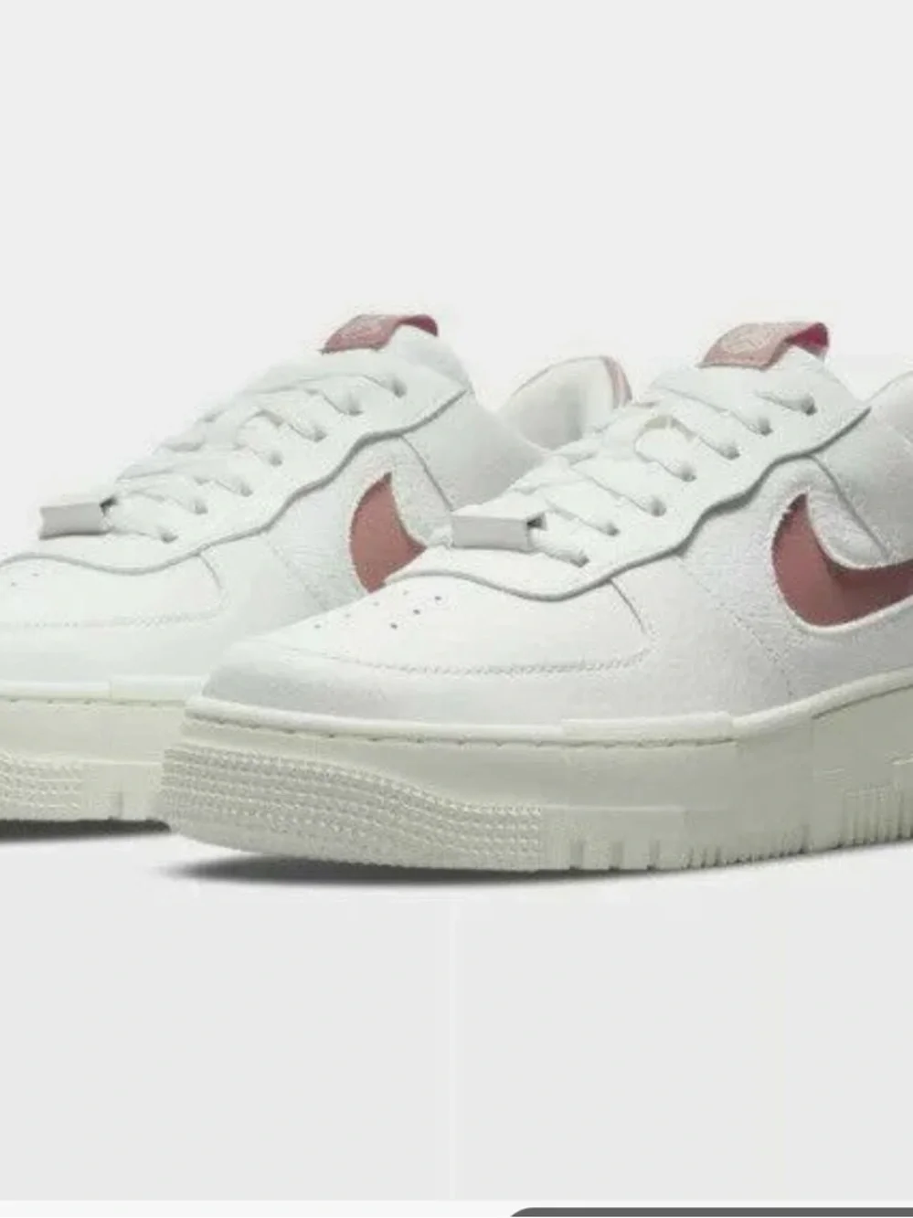 Nike W AF1 Pixel Summit White with Rust Pink Accents - Picture 4 of 12